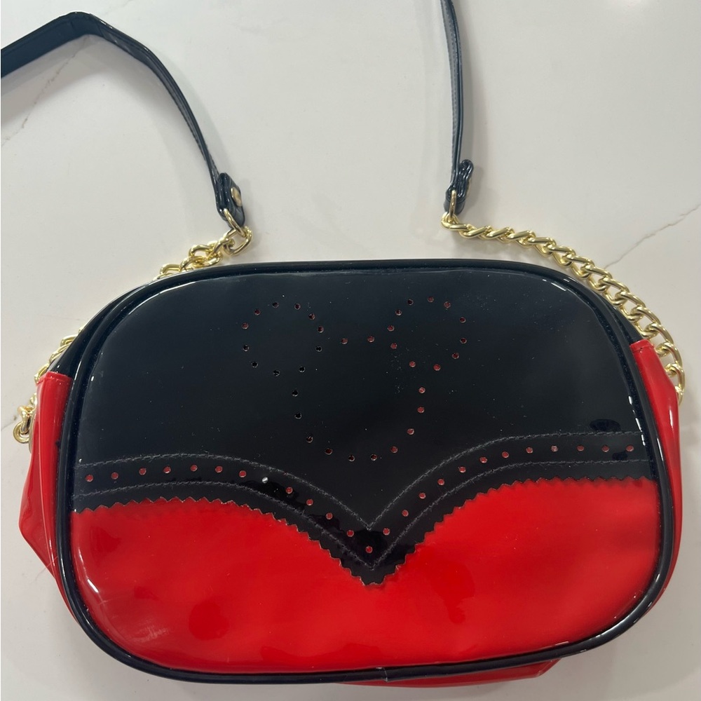 Vintage Mickey Black and Red Patten Women's Bag